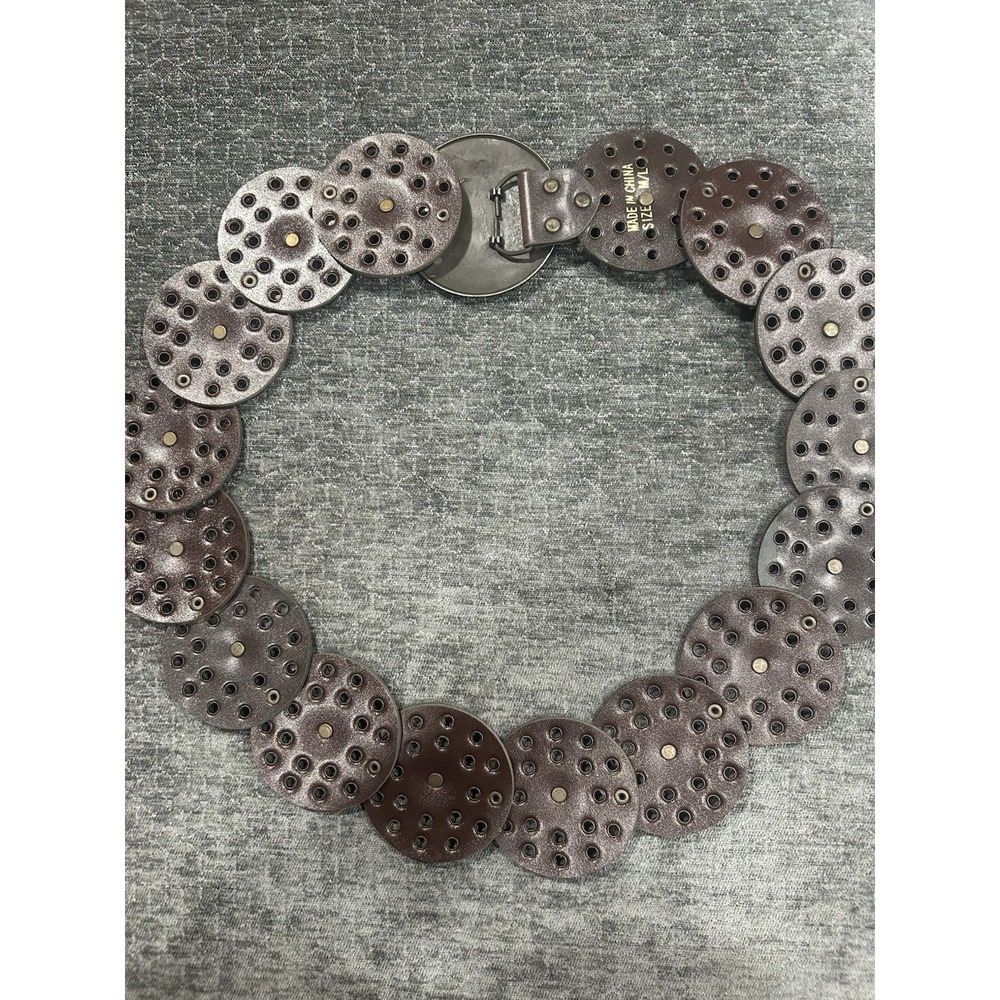 Classic Brown Moroccan Disc Tribal Leather Belt Handmade Leather Belt Buckle - Picture 4 of 7